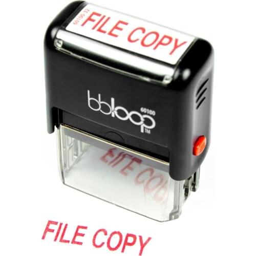 BBloop Stamp "FILE COPY" Self-Inking, Rectangular. Laser Engraved. RED