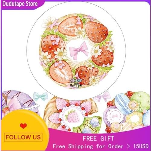 White Sea Star Journal Washi Tape Sticker Character Strawberry Doughnut