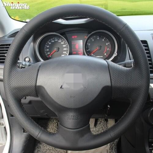 Shining wheat Hand-stitched Black Leather Steering Wheel Cover for Mitsubishi Lancer EX 10 Lancer X Outlander