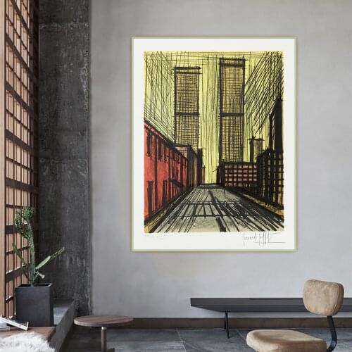 Bernard Buffet《Skyscrapers In New York》Canvas Oil Painting Artwork Poster Picture Wall Hanging Decor Home Living Room Decoration