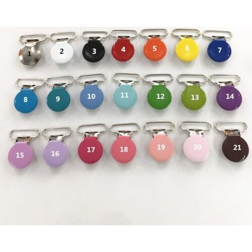 Chengkai 50pcs 1'' 25mm round metal baby toy dummy pacifier holder clips suspender soother plastic insert clips LEAD NICKLE Free