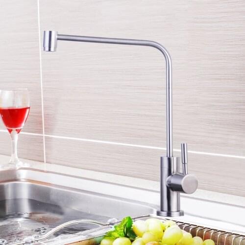 Kitchen Pure Water Filter Faucet Stainless Steel Single Handle Brushed Reverse Osmosis Filter Part Purifier Direct Drinking Tap