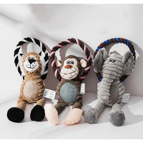 Dog Puppy Toys Pet Supplies Pets Chew Toy Animal Shape Squeak Cleaning for Small Medium Dog Accessories Training Plush Sound