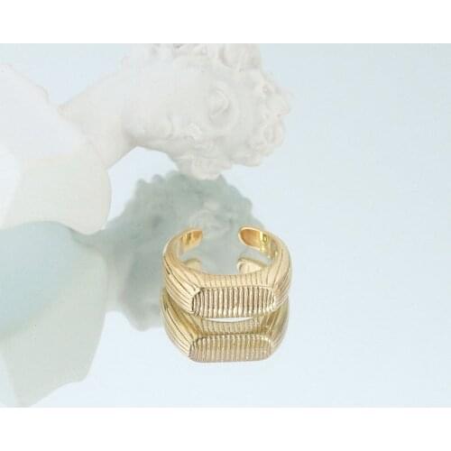 TARCLIY New Trendy Geometric Metal Open Ring Simple Bump Textured Copper Ring Women Party Temperament Jewelry Accessories