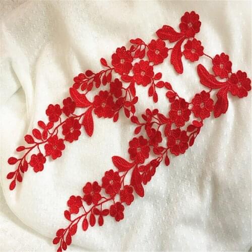 Maxsin 1 Pair High Quality Water-Soluble Lace Embroidery Flower Stickers Wedding Dress Headdress Clothes Accessories Patch DIY