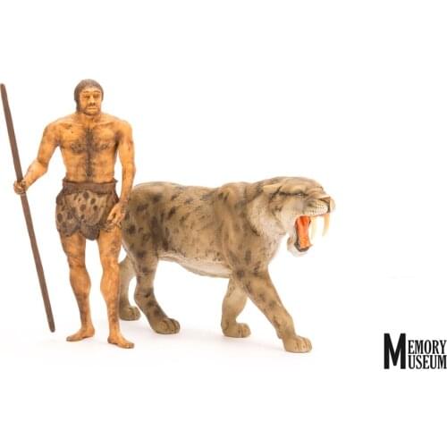 MM Planet Earth 1/15 Primitive Man without Smilodon Statue Collector Painted Decor Adult Kids Toy Gifts GK Model