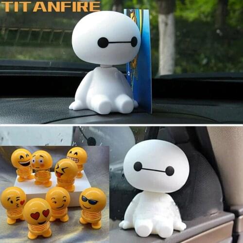 TF30 Cartoon Plastic Baymax Robot Shaking Head Figure Car Ornaments Auto Decorations Interior Hero Doll Toy Ornament Accessories