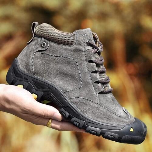 Winter Mens Snow Boots Ankle Boots Man Genuine Leather Plush Warm Men Motorcycle Boots Autumn Winter Outdoor Shoes