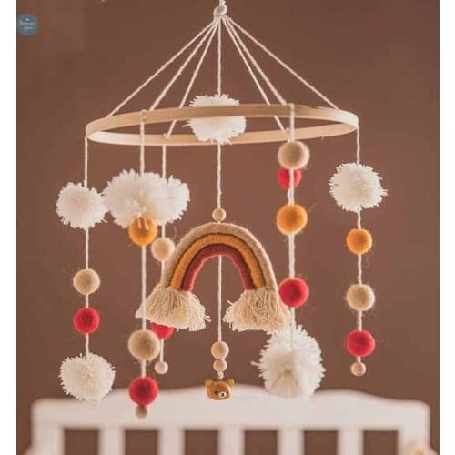Baby Rattles Toys For 0 12 Months Newborn Soft Safe Crib Mobiles Wood Bed Bell Leaf Rainbow Shape Rattle Montessori Gift Toy