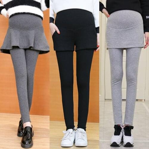 New pregnant women leggings autumn and winter cotton not velvet stomach lift pants pregnant women fake two-piece leggings