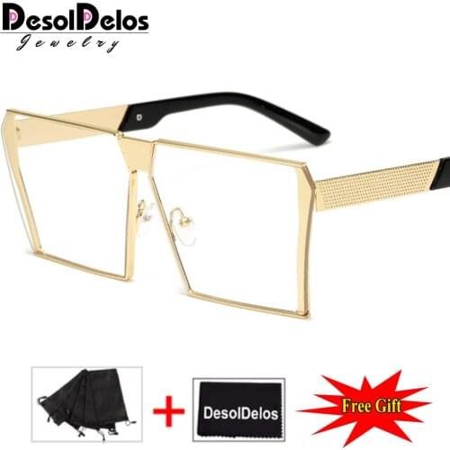 DesolDelos Oversized men square eyeglasses frame women rimless 2019 vintage octagonal glasses frames metal clear lens