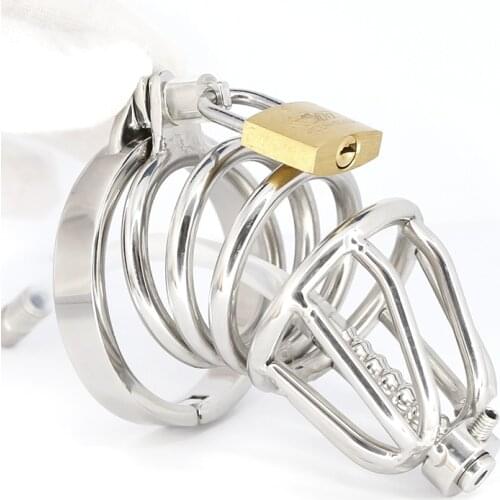 Stop Masturbation Chastity Device Cock Cage Lock With Urethral Catheter Penis Lock Ring Prison BDSM Fetish 18+ Sex Toys For Men