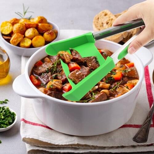 Gadget Heat Resistant Cooking Tools Non-Stick 2 in 1 Kitchen Spatula and Tongs Bread Clip Kitchen Accessories