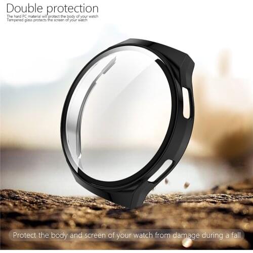 Clear PC Watch Case For Huawei Watch GT 2e Protective Shell All-inclusive Plating Cover with Tempered Film Screen Protector