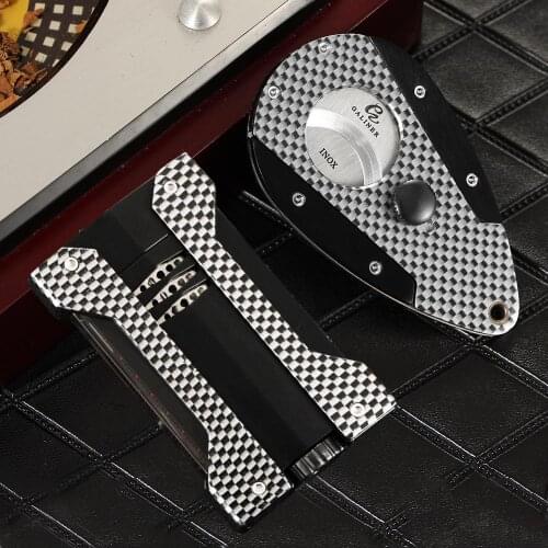 GALINER Cigar Cutter Lighter 1 Jet Gas Cigar Lighter Metal Cigar Cutter Sharp For Cohiba Cigars Set Lighters Smoking Accessories