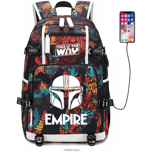 Star Wars Backpack USB Charging LaptopTravel Backpack The Mandalorian For Teenagers Waterproof Laptop School Bag Mochilas