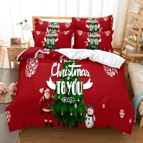 Merry Christmas 3D Print Comforter Bedding Set Hot Sale Queen Twin Single Full Size Duvet Cover Set Pillowcase Home Luxury Cute