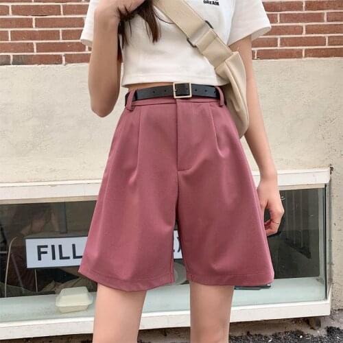 2021FashionSuit shorts womens pants summer Female High Waist Straight Pants