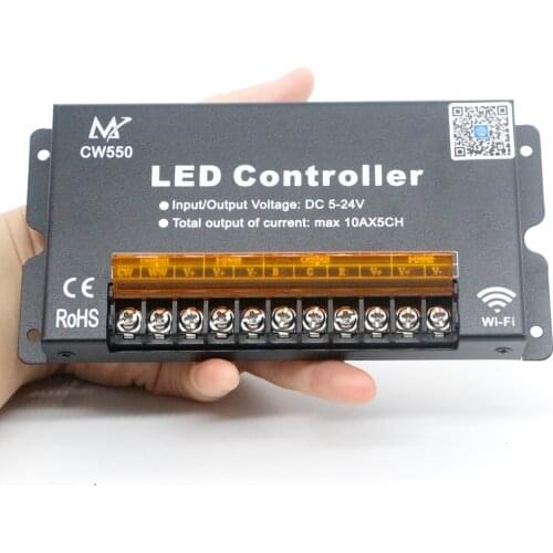 DC5V-24V High Speed 50A 5CH wifi 5IN1 LED strip smart Controller IOS Android For Single color/CCT/RGB/RGBW/RGB+CCT Led Strip