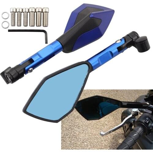 Universal Blue Motorcycle Rearview Mirror Fairing Side Mirrors For YAMAHA YS 150 Tmax 530 TDM 850 FZ6N MT10 C8 Nmax 155 Fazer8