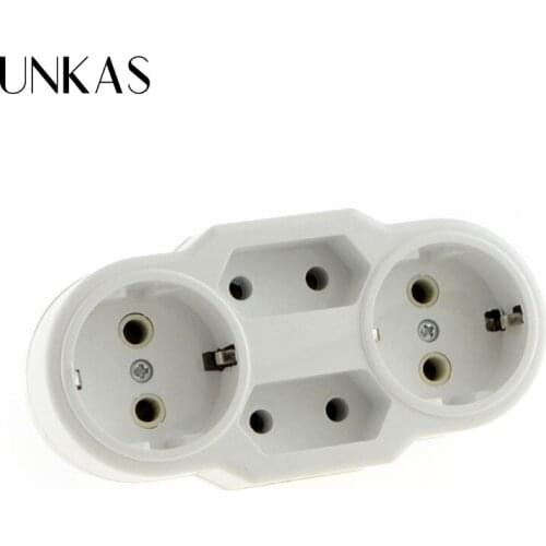 UNKAS European Type Conversion Plug 1 TO 4 Way EU Standard Power Adapter Socket 16A Travel Plugs AC 110~250V