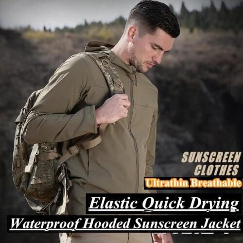 Outdoor Tactical Skin Windbreaker Coat Summer Men Fishing Training Hiking Thin Stretch Waterproof Sunscreen Clothes Nylon Jacket