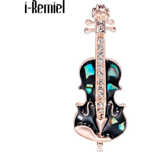 I-Remiel Guitar Violin Enamel Brooch Shell Musical Instrument Brooches Pin for Women Collar Decoration Gifts for Music Teacher