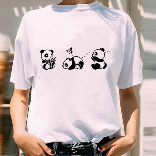 Women Graphic Panda Love Funny Mujer Camisetas 90s Cartoon Short Sleeve Lady Print Female Clothes Tops Tees Tshirt T-Shirt