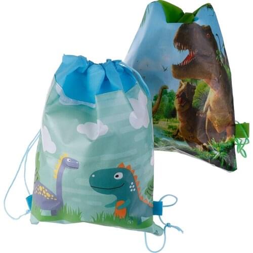 1PC Dinosaur Drawstring Gifts Bags Cartoon Cute Dinosaur Theme Decorate Non-woven Fabric Baby Shower Birthday Party Boys Favors
