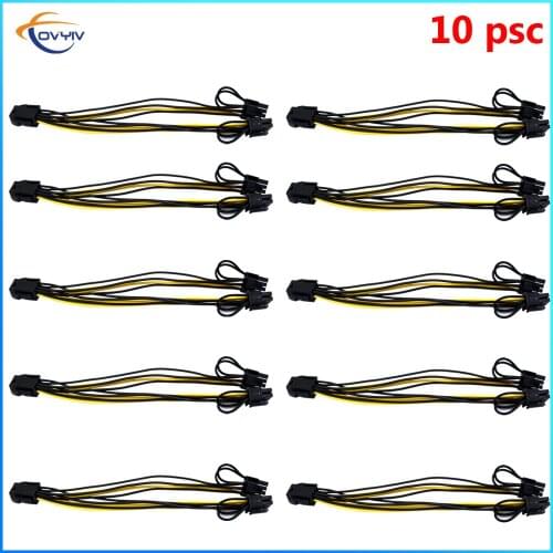 10 PCS COVYIV 8/6 Pin PCI-E to Dual PCIE 6+2 Pin Power Cable Motherboard Graphics Card PCI Express Riser GPU Power Data Cable 20