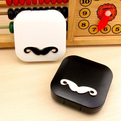10pcs New Lovers Cartoon fashion Beard Travel Glasses Contact Lenses Box for Eyes Care Kit Holder Container Gift 6.8*6.8*2CM