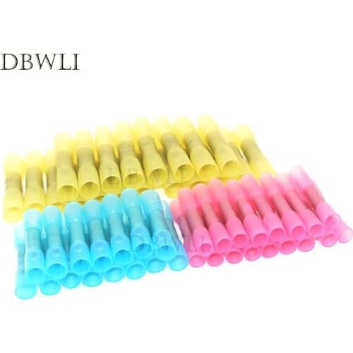100pcs/set Heat Shrink Butt 3 Sizes Crimp Terminals Insulated Electrical Wire Cable Connectors For 22-10 AWG