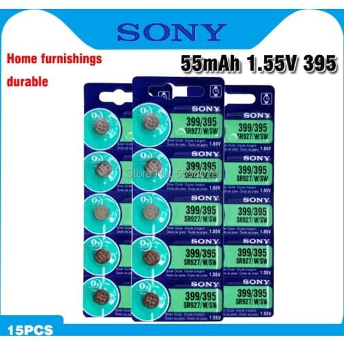 15pc 100% Original SONY 395 SR927SW 399 SR927W AG7 LR927 1.55V Silver Oxide Button Coin Cell For Toy Watch Battery MADE IN JAPAN