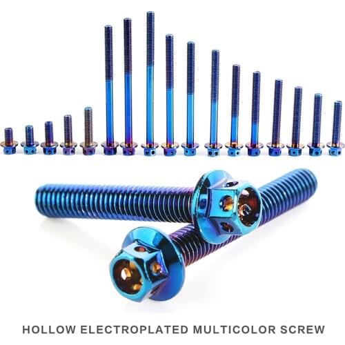 15Pcs Craftsman Titanium Bolt M6 10mm-90mm Inner Torx Head Burned Blue Color Ti Bolts Screw for Bicycle Motor Modify