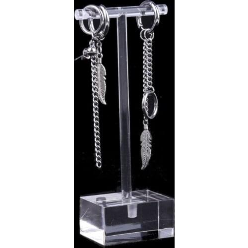 Earrings Jewelry Display T Bar Stand Holder Rack Organic Glass 2Pcs