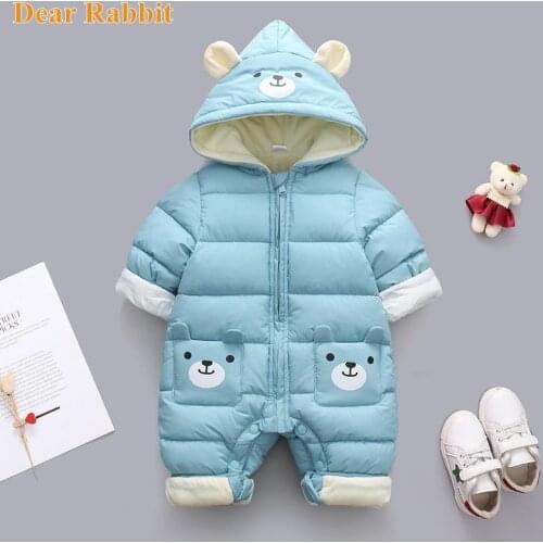 2021 New born Panda Baby clothes Winter Hooded Rompers Thick Cotton Warm Outfit Jumpsuit Overalls Snowsuit Children Boy Clothing