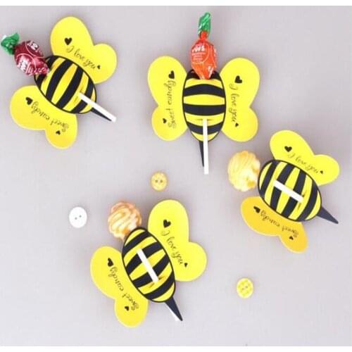 50pcs Candy Lollipop Decoration Gift Animal Insect Bees Ladybug Butterfly Card Lollipop Seat Birthday Party Kids Christmas