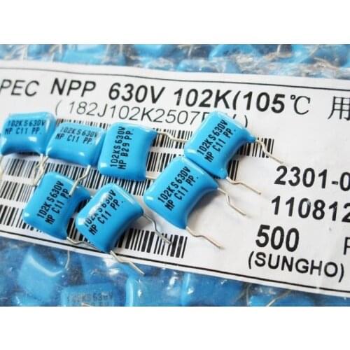 50Pcs Korea SUNG HO Fever Amplifier CBB Capacitor 630V 102K 1NF Feet Distance 7.5