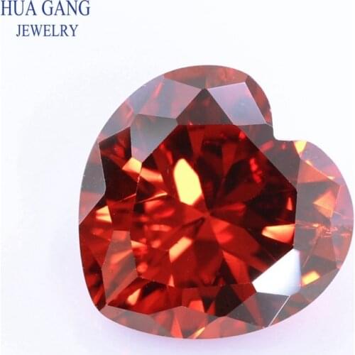 5A Garnet Heart Shape Cubic Zirconia Brilliant Cut Loose CZ Stone Synthetic Gems Beads For Jewelry 2x2-16x16mm Free Shipping