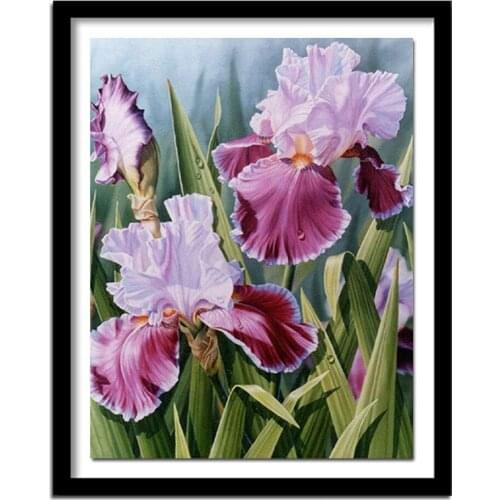 5D Diy diamond painting cross stitch"iris flower"Full Round Diamond embroidery Needlework Rhinestone Diamond Home decor