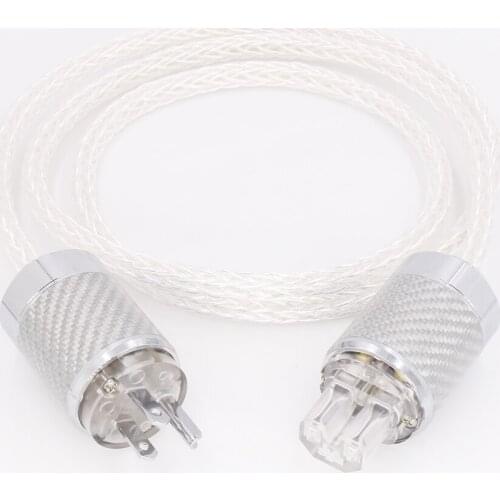 8AG 8core Twist Silver plated Power Cable Carbon fiber EU/US Power cable amplifier spar parts