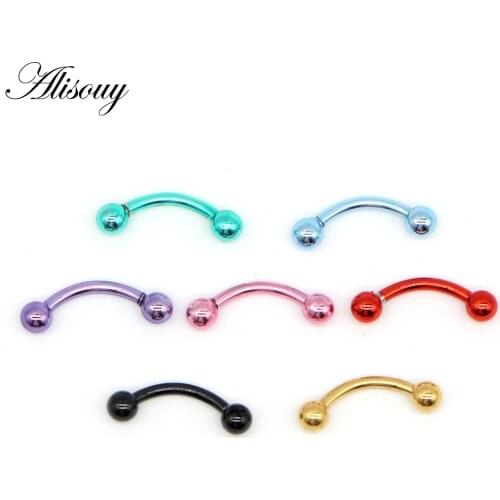 Alisouy 1 PC punk 316L Stainless Steel Screw in Ball Head Eyebrow Nose Piercing 16G Polished Body Jewelry unisex studs jewelry