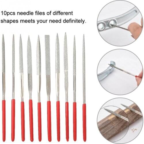 10Pcs 3x140mm Diamond File Needle Mini File Set Wood Rasp Lapidary Ceramic Jewelry DIY Handcraft Cutting Carving Repair Tool