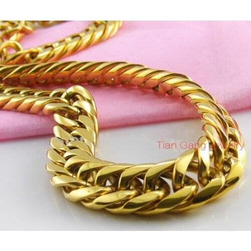 7"-40" Choose Charm 316L Stainless Steel 20MM Gold Cuban Curb Link Chain Mens Boys Necklace or Bracelet Cool Jewelry