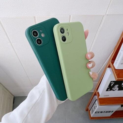 Square Frame Solid Color Phone Case for iphone 13 12 11 pro max 8PLUS X XS XR XSMAX 7plus 13 mini Soft Silicone Full Protection