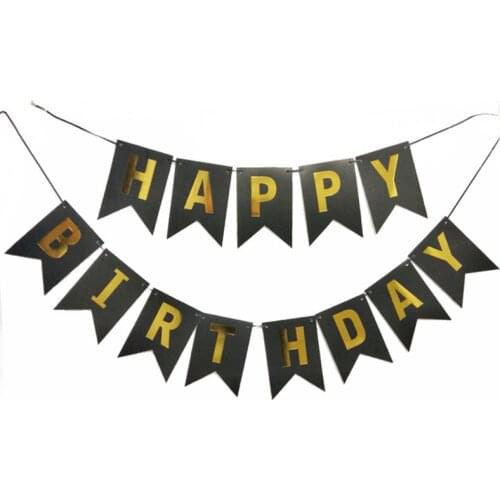 Birthday party decoration swallowtail hot stamping flags happy birthday lettering banners