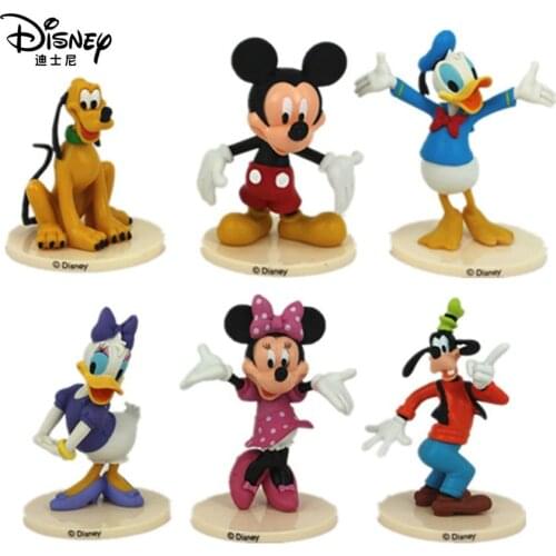 Disney 6pcs Mickey Minnie Mouse Donald Daisy Duck Doll Action Figures Toys Brinquedo Toy Christmas Birthday Gift for Children