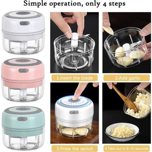 Electric Garlic Masher Durable Mini Crusher Chopper With USB Charging For Cooking Crushed Garlic Ginger Fresh Chili Seasoning