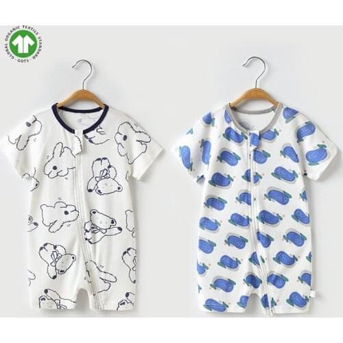 Newborn Romper Soft Organic Cotton Summer Baby Clothes Breathable Thin Boy Girl Short-sleeve Onesies Air-conditioned Clothing