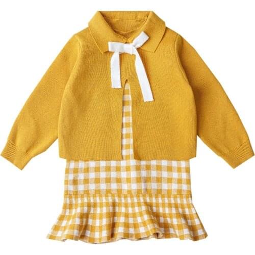 Baby Girls Clothes Sets Fashion 1-5Y Birthday Plaid Mermaid Dress+ Long Sleeve Coat with Bow 2Pcs Party Outfit
